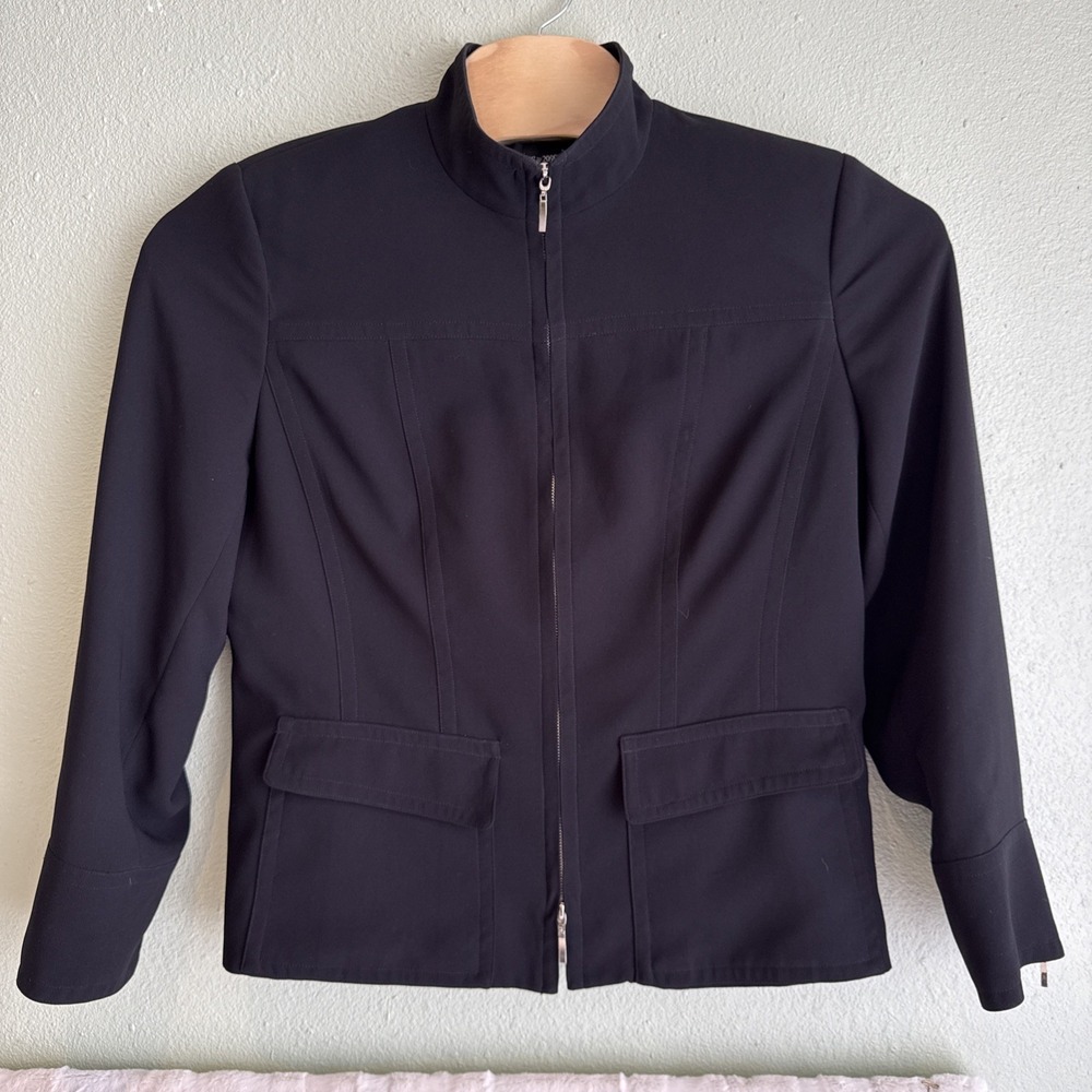 Ladies Black Moto Style Zip Up Jacket Career, Moto, Whimsiegoth Dark  Plus Sz 18